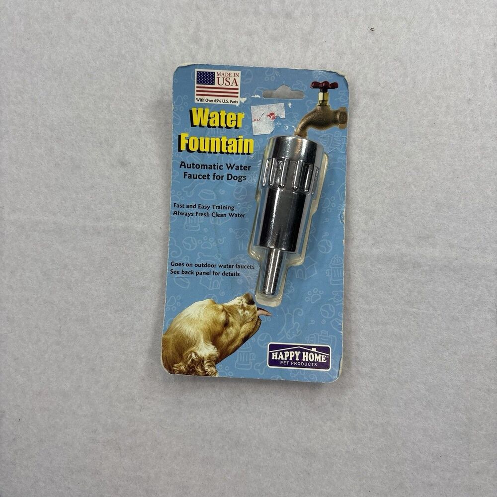 Happy Home Automatic Dog Water Fountain Outdoor Faucet Attachment Chrome New